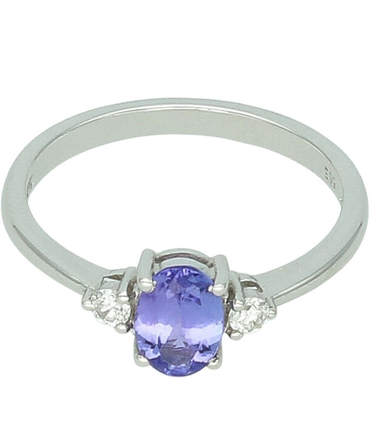 Pierścionek z tanzanitem i diamentami w białym złocie 585 – pierścionek zaręczynowy - rozmiar 16.jpg